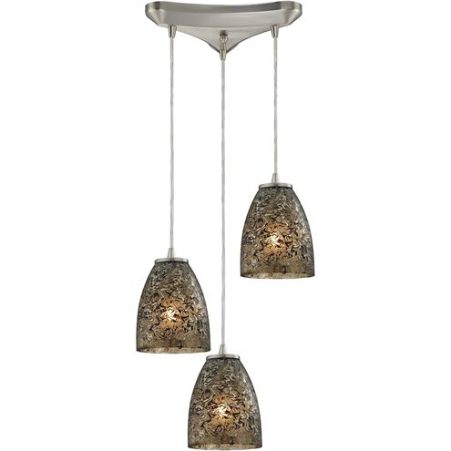 Fissure 3 Light 10 inch Satin Nickel Mini Pendant Ceiling Light