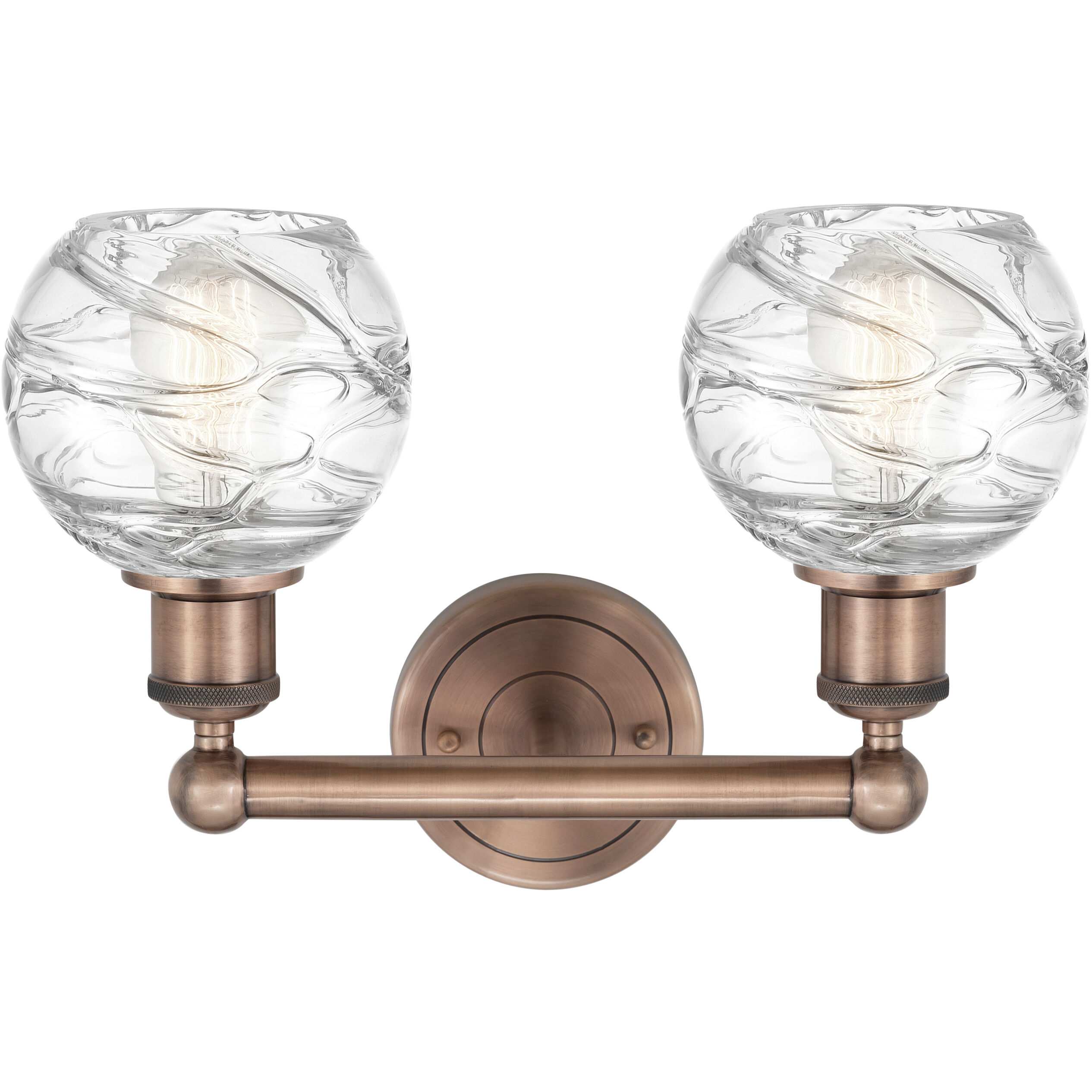 Athens Deco Swirl 2 Light 15 inch Antique Copper Bath Vanity Light Wall Light in Clear Deco Swirl