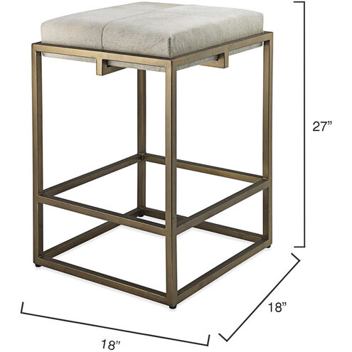 Shelby 27 inch White and Antique Brass Counter Stool
