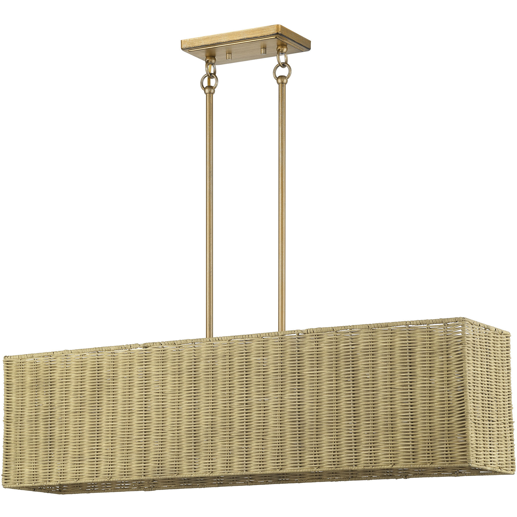 Weavington 4 Light 36 inch Antique Gold Leaf Linear Chandelier Ceiling Light, Large