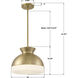 Gidget 2 Light 15 inch Vibrant Gold Mini Pendant Ceiling Light
