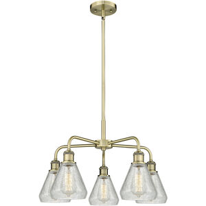 Conesus 5 Light 24 inch Antique Brass and Clear Crackle Chandelier Ceiling Light
