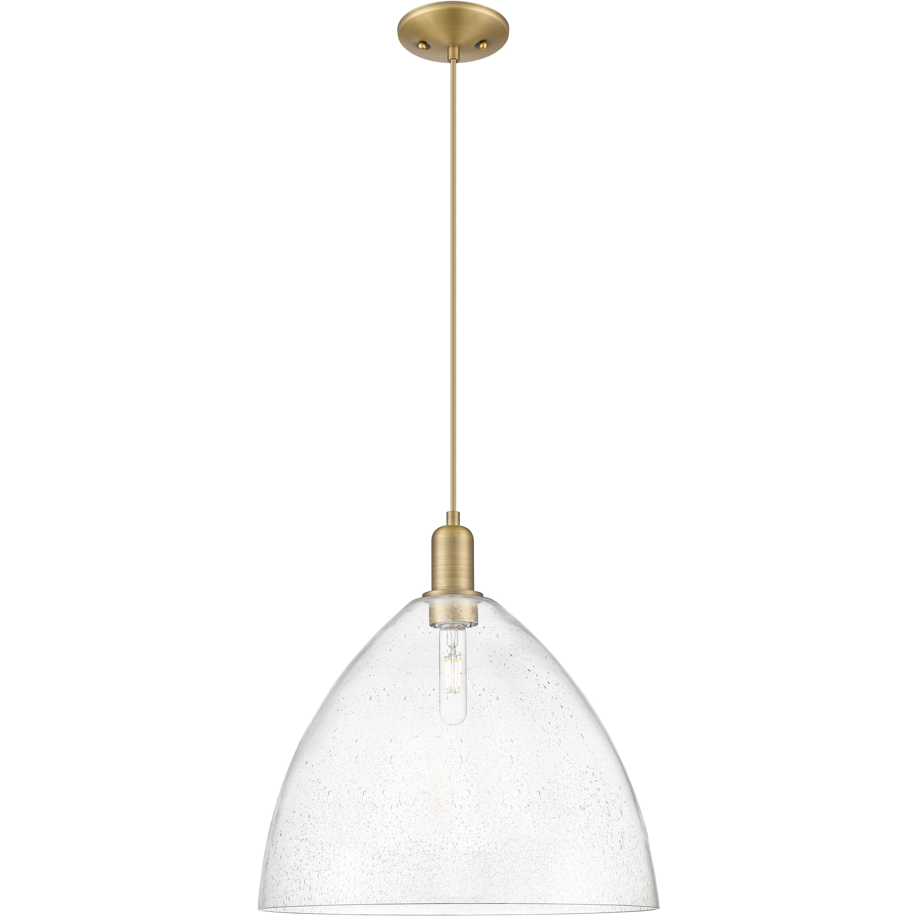 Arcadia Bristol 1 Light 16 inch Brushed Brass Mini Pendant Ceiling Light in Seedy