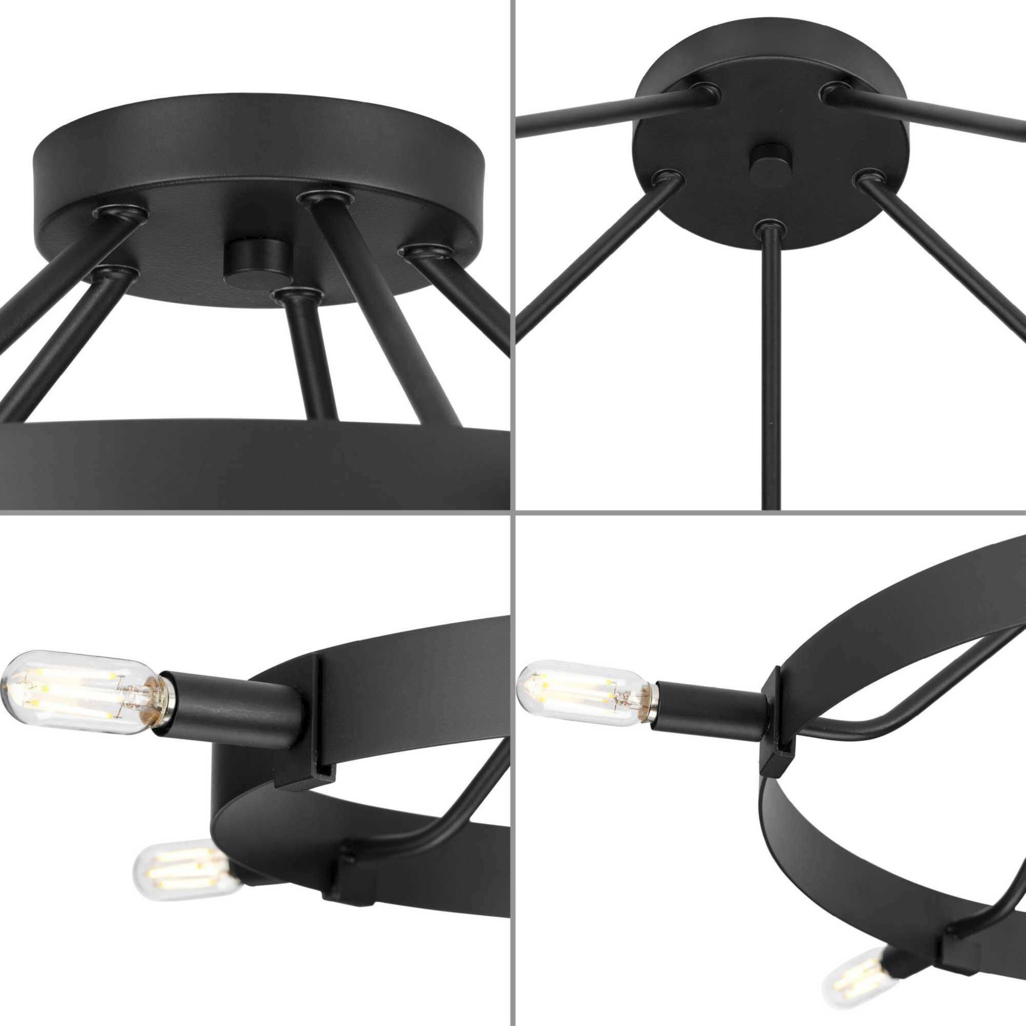 Breckenridge 5 Light 22.5 inch Matte Black Semi-Flush Mount Ceiling Light, Design Series