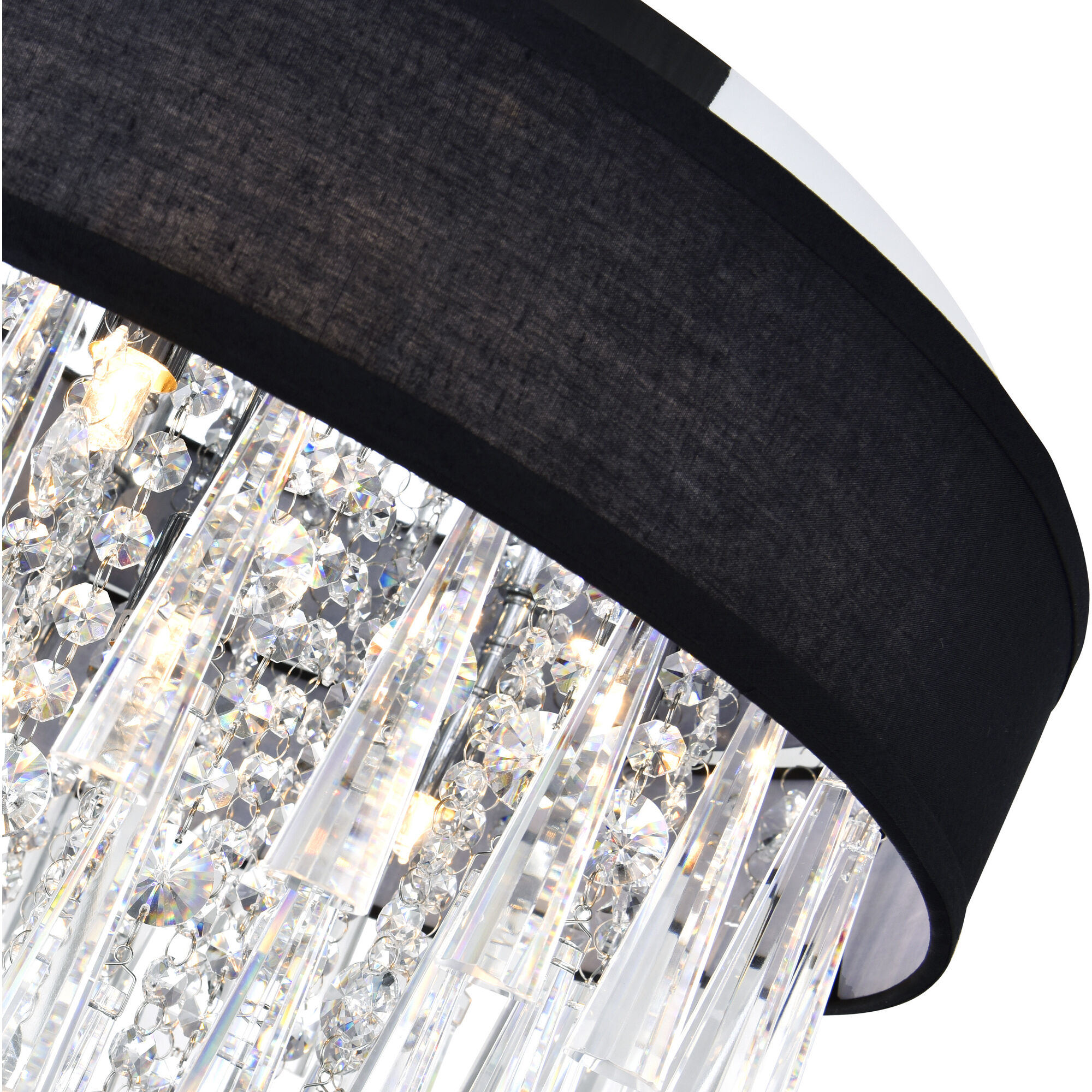 Franca 8 Light 22 inch Chrome Drum Shade Chandelier Ceiling Light in Black