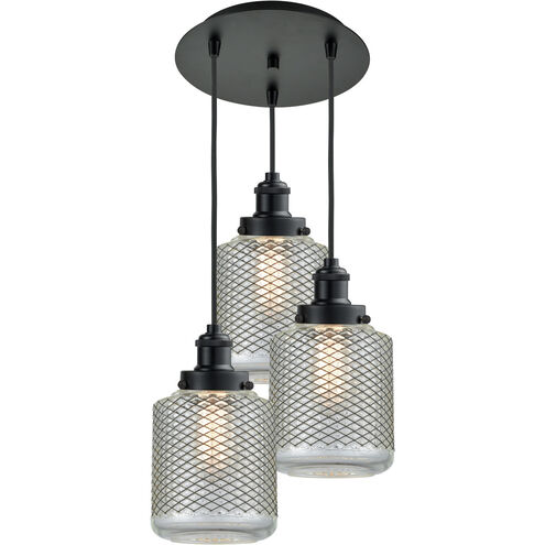 Edison Stanton 3 Light 10 inch Matte Black Multi-Pendant Ceiling Light, Edison