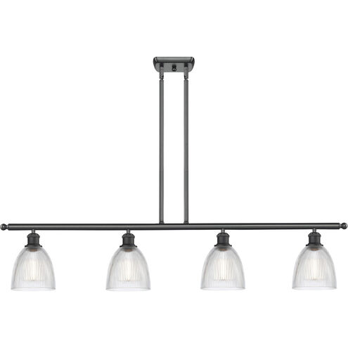 Ballston Castile LED 48 inch Matte Black Island Light Ceiling Light in Clear Glass, Ballston