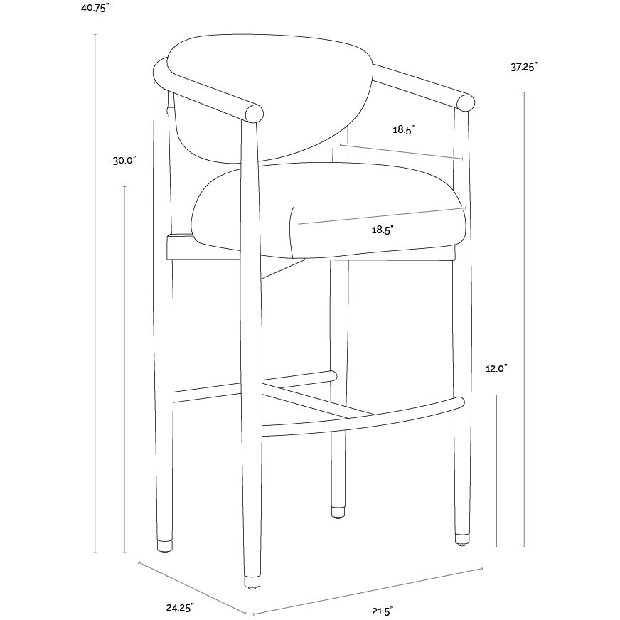 Sigrid 40.75 inch Antique Brown / Gifford Script Barstool