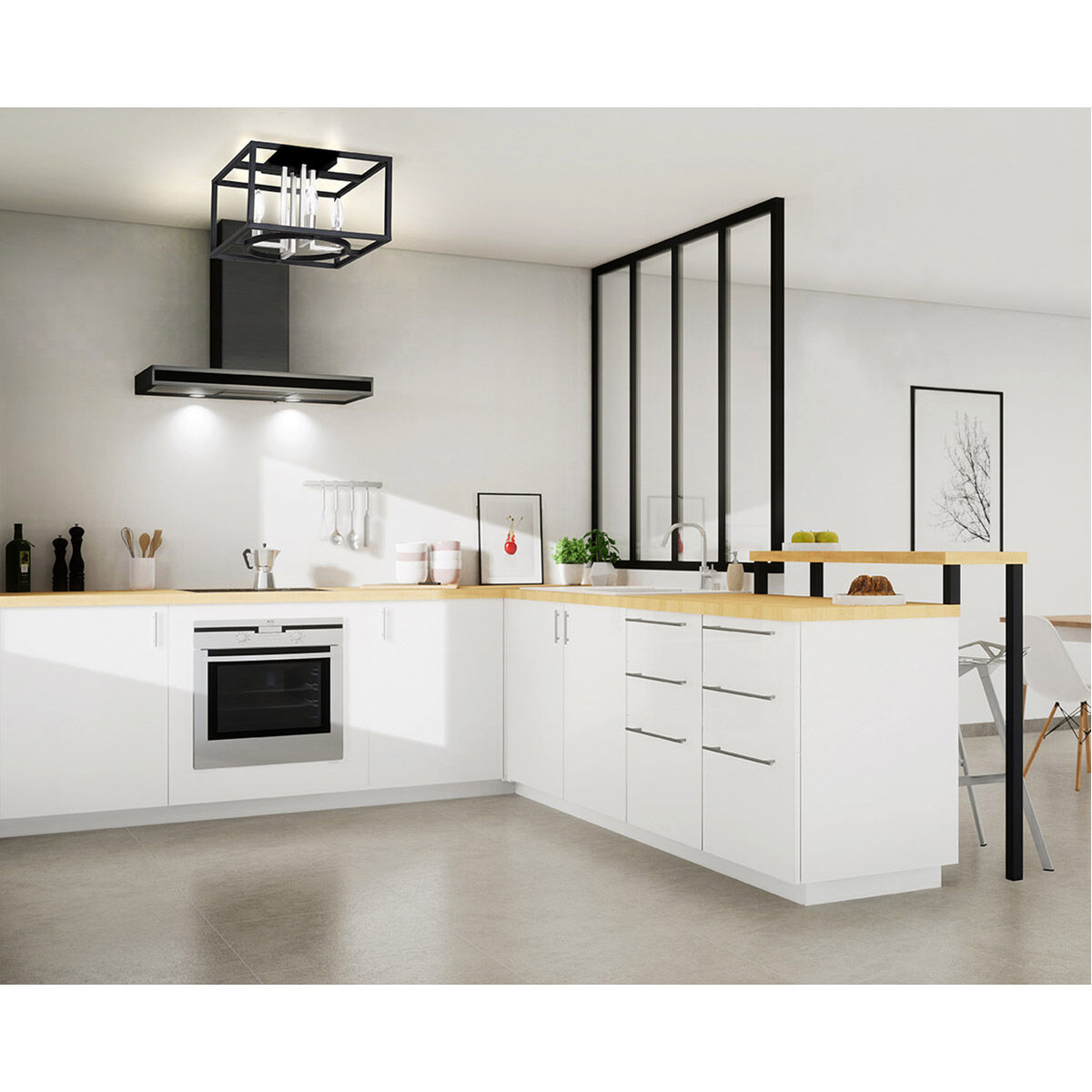 Mundazo 4 Light 12.99 inch Black and Brushed nickel Flush Mount Ceiling Light