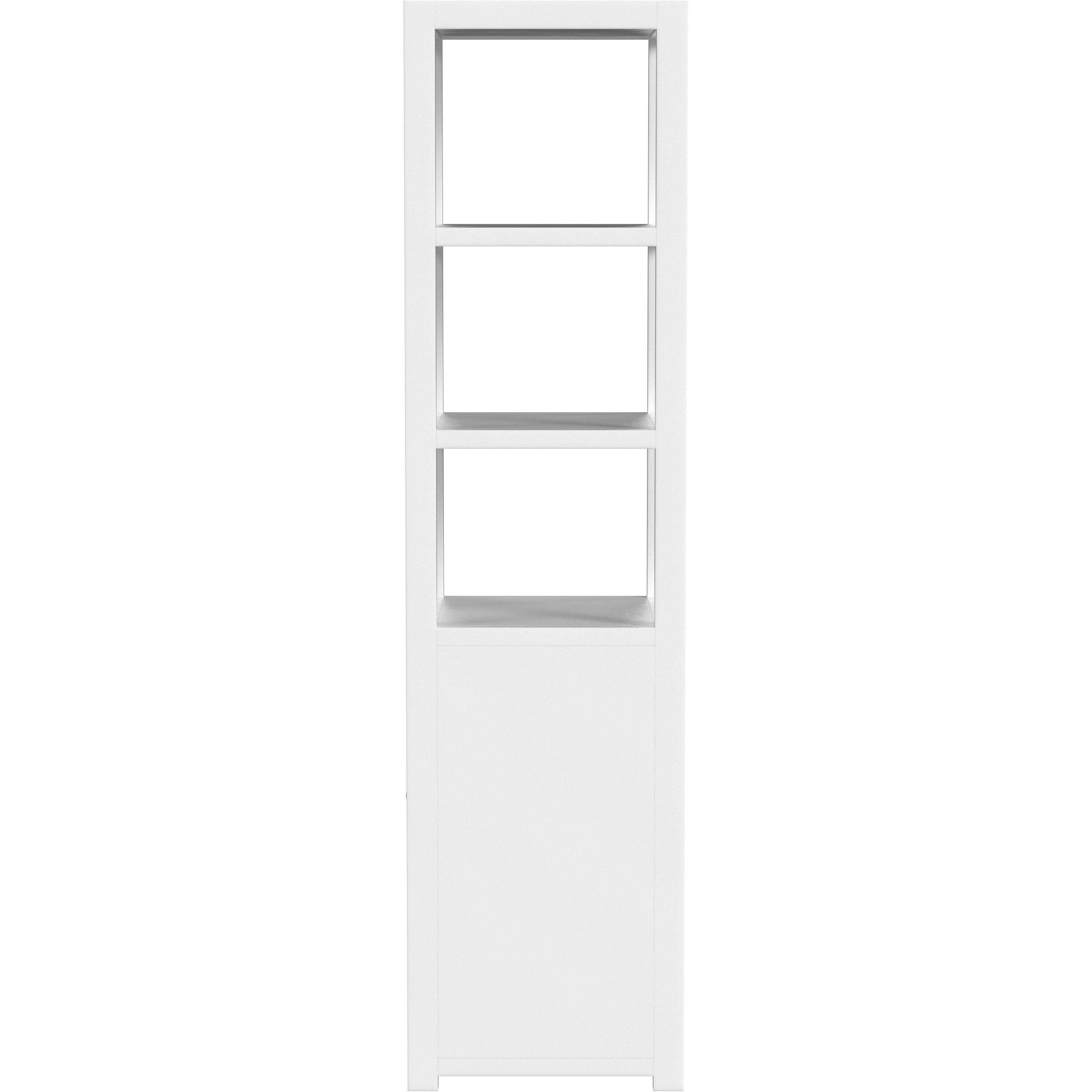 3- Tier 1 Door Narrow  Etagere Bookcase in White