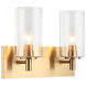 Candela Wall Sconce Wall Light in Aged Gold Brass and Clear