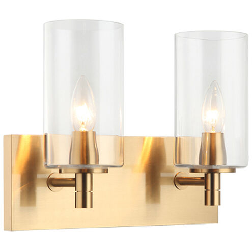 Candela Wall Sconce Wall Light in Aged Gold Brass and Clear