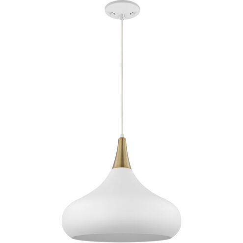 Phoenix 1 Light 18 inch Matte White/Burnished Brass Pendant Ceiling Light