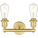 Edison 2 Light 9 inch Satin Gold Bath Vanity Light Wall Light
