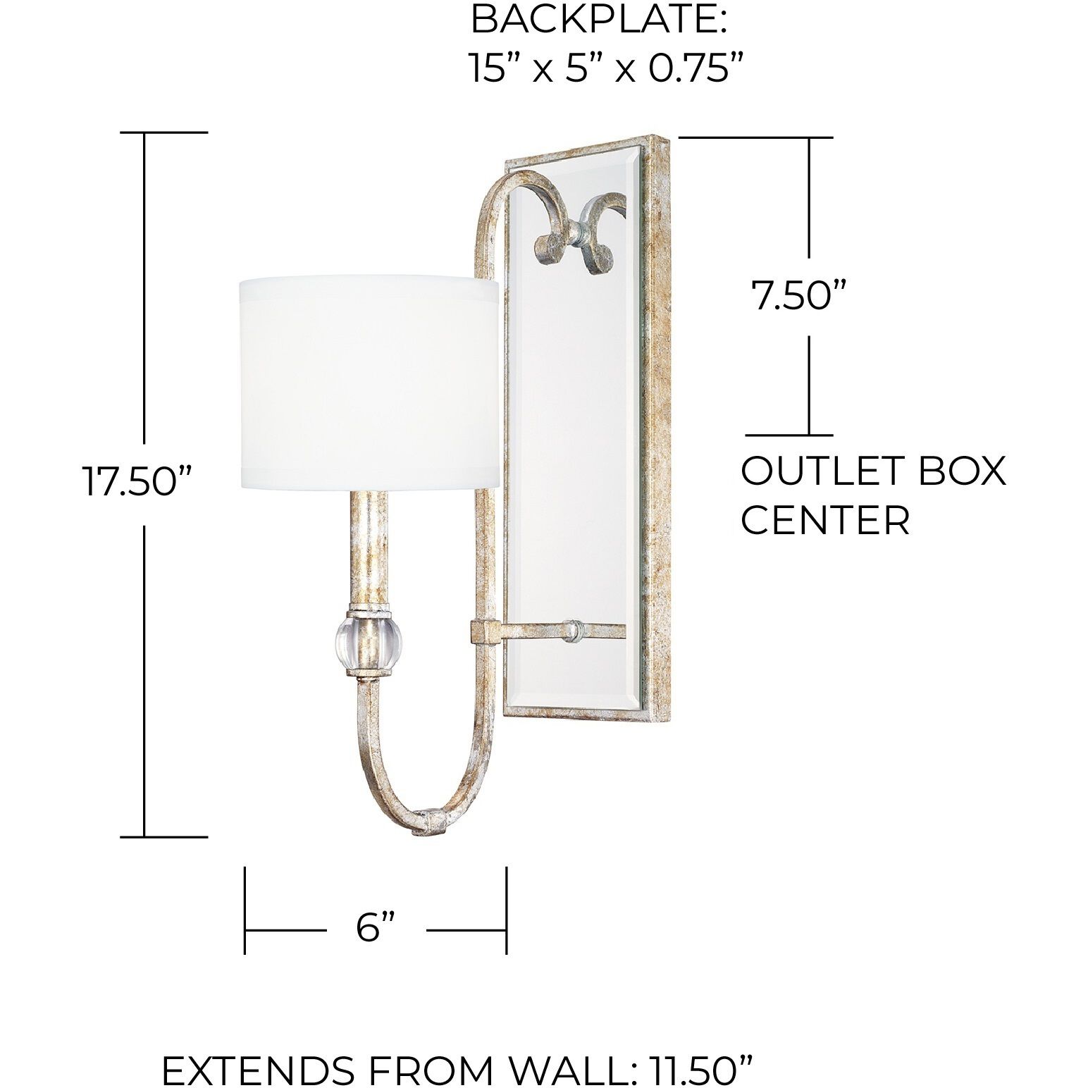 Charleston 1 Light 6 inch Silver and Gold Leaf Sconce Wall Light