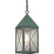 Ashford 1 Light 5.5 inch Verde Green Outdoor Pendant in Seedy Glass, X Wire Pattern, Brass Traditions by Innovations Lighting