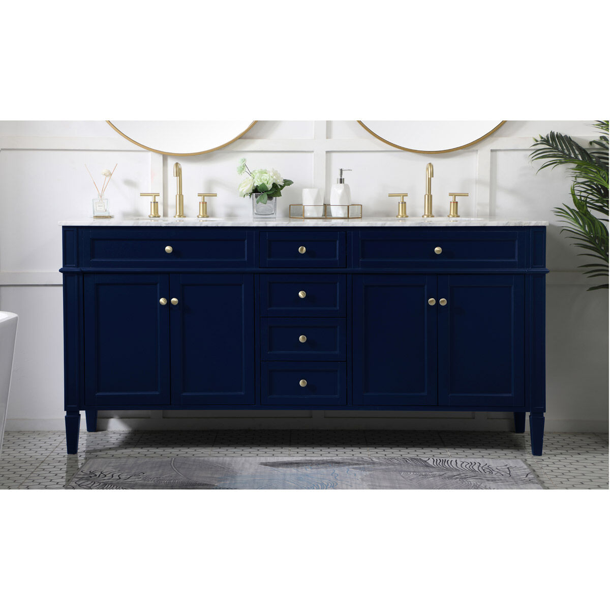 Park Avenue 72 X 21.5 X 35 inch Blue Vanity Sink Set