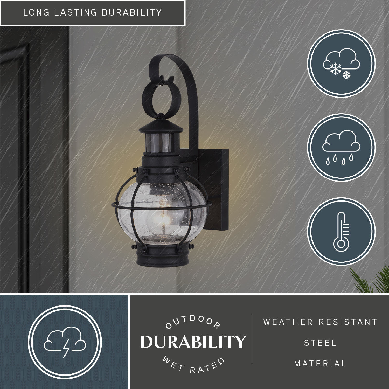 Chatham Textured Black Outdoor Motion Sensor