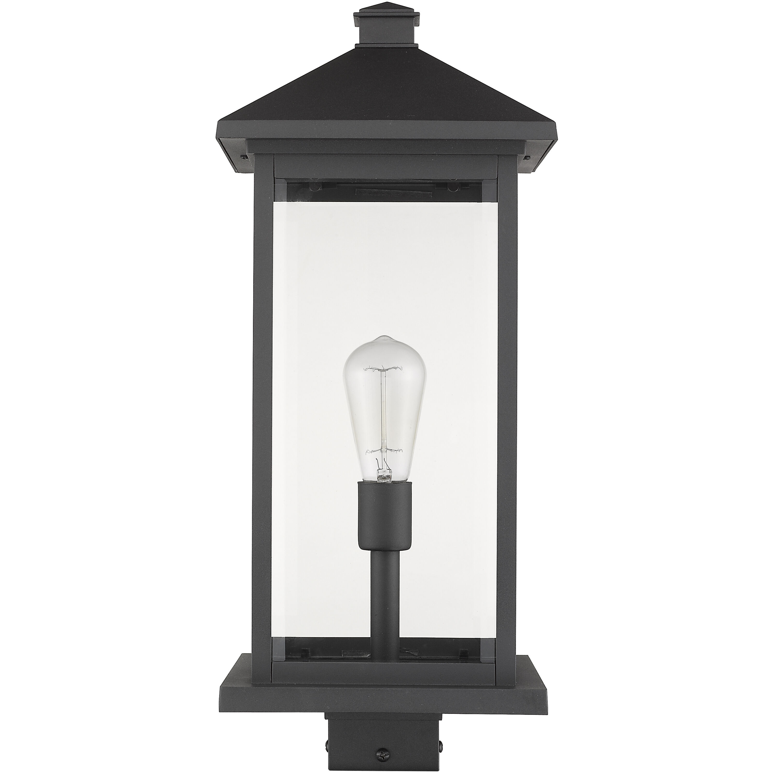 Portland 1 Light 22.5 inch Black Outdoor Post Mount Fixture in Clear Beveled Glass, 12