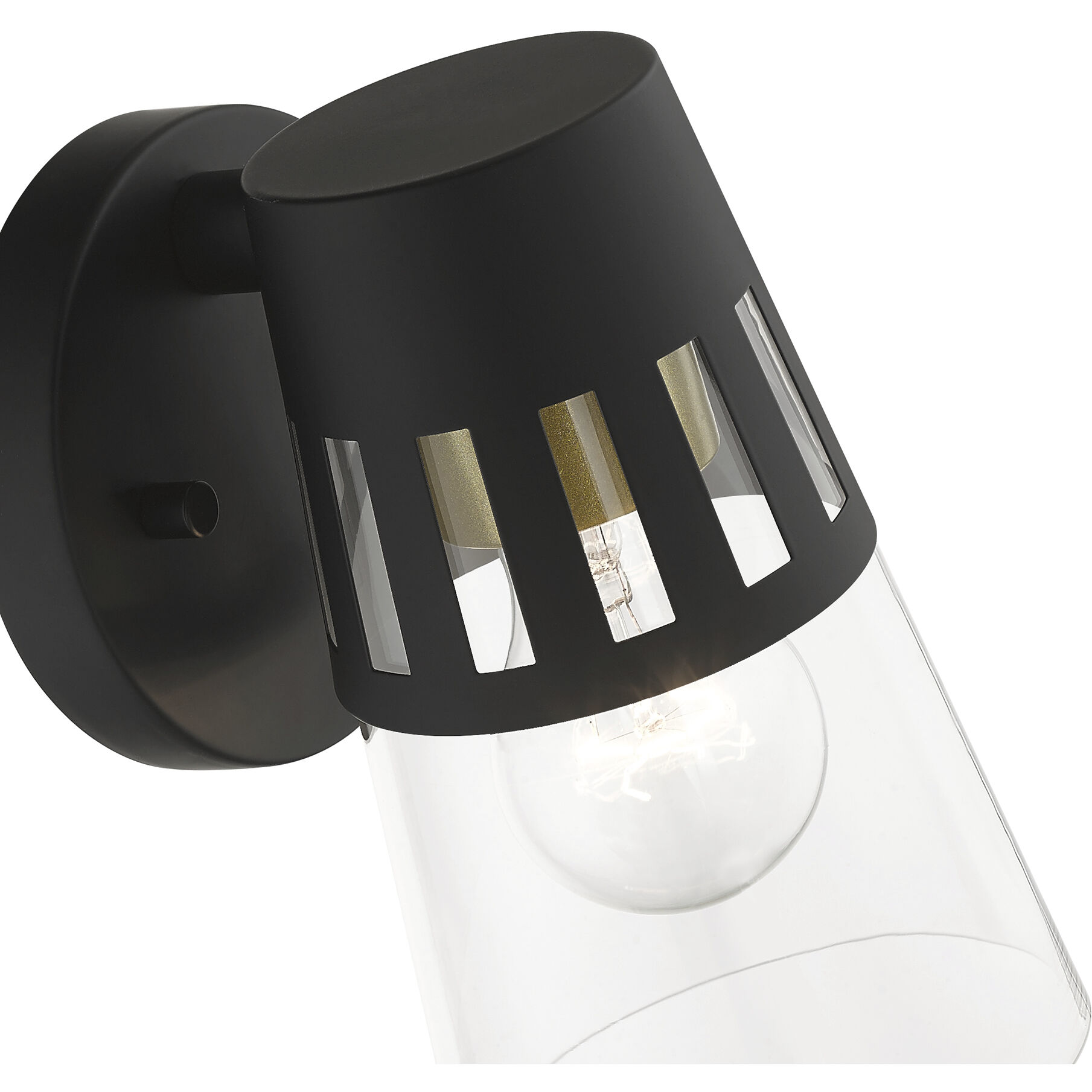 Covington 1 Light 8 inch Black with Soft Gold Finish Accents Outdoor Wall Lantern, Small