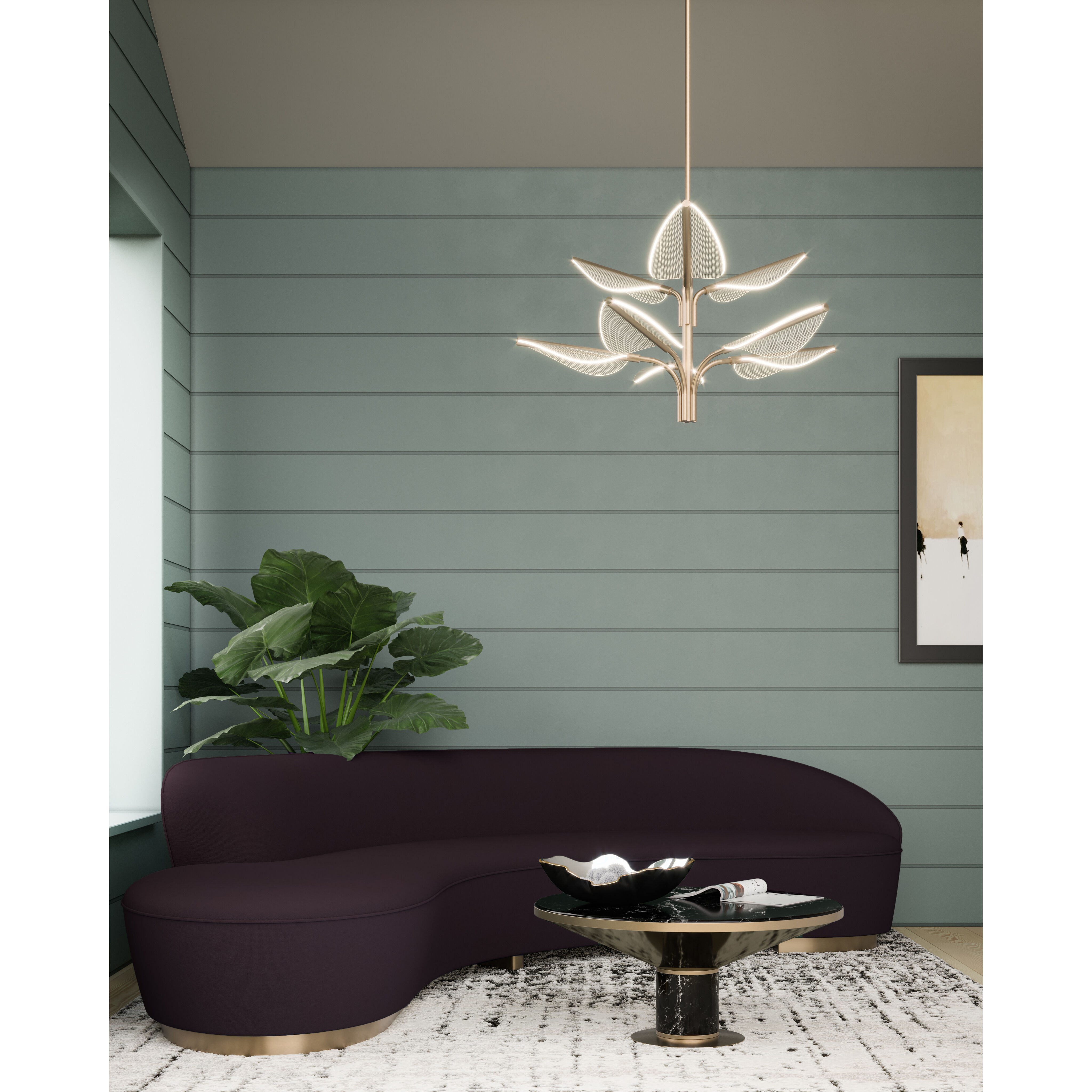 Flora Pendant Ceiling Light in Natural Brass