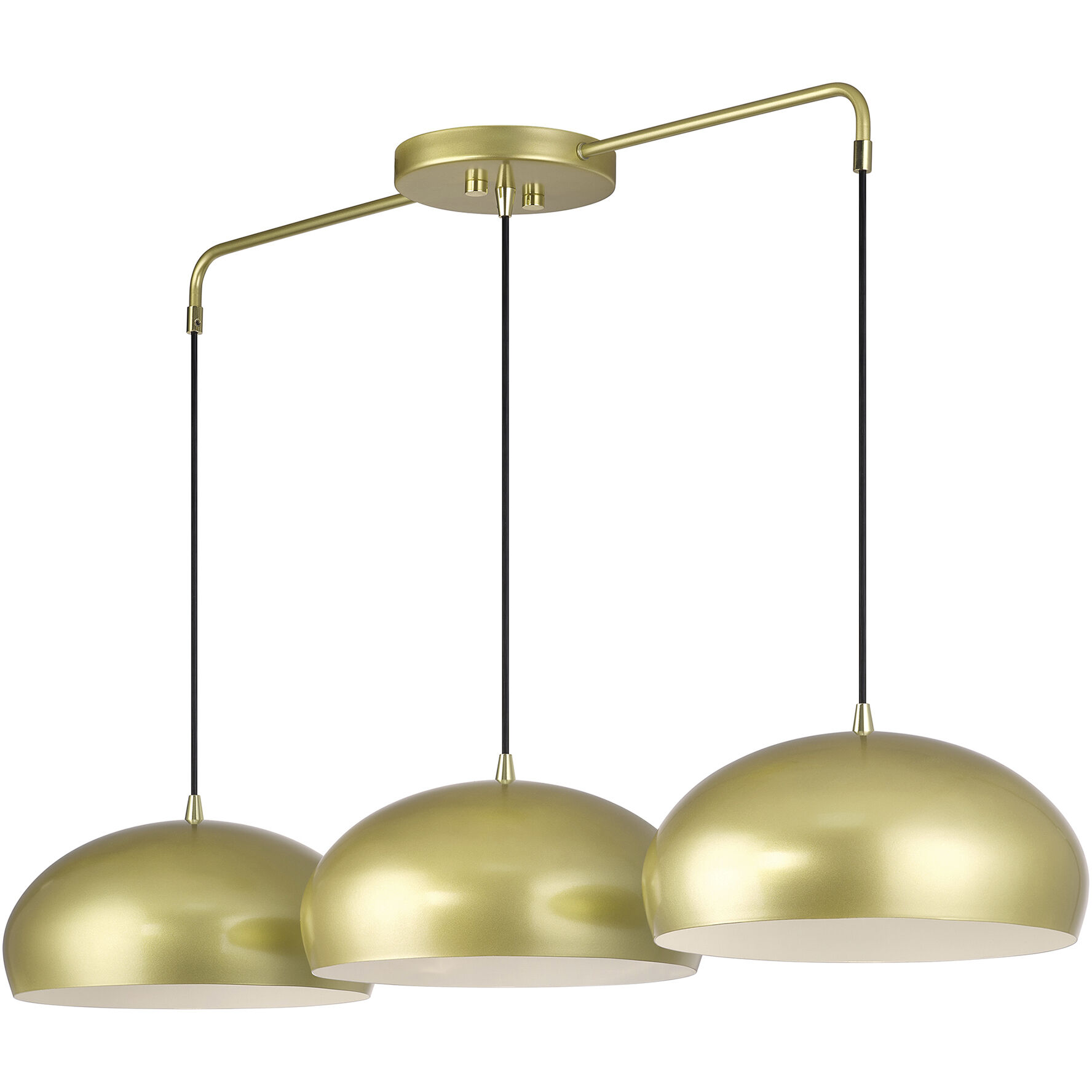 Domma 3 Light 48 inch Soft Gold with Polished Brass Accents Linear Chandelier Ceiling Light, Extra Large
