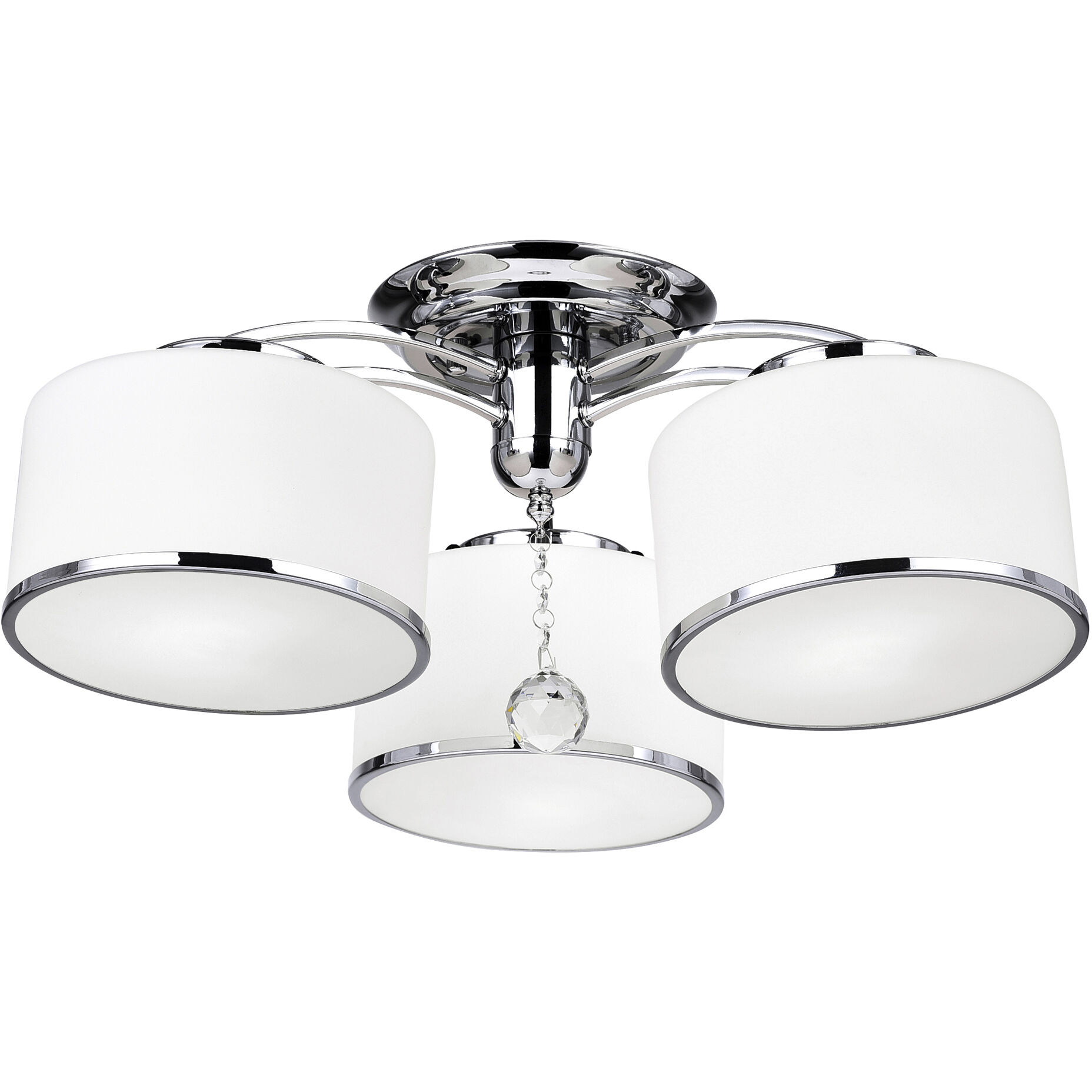 Frosted 3 Light 24 inch Chrome Drum Shade Flush Mount Ceiling Light