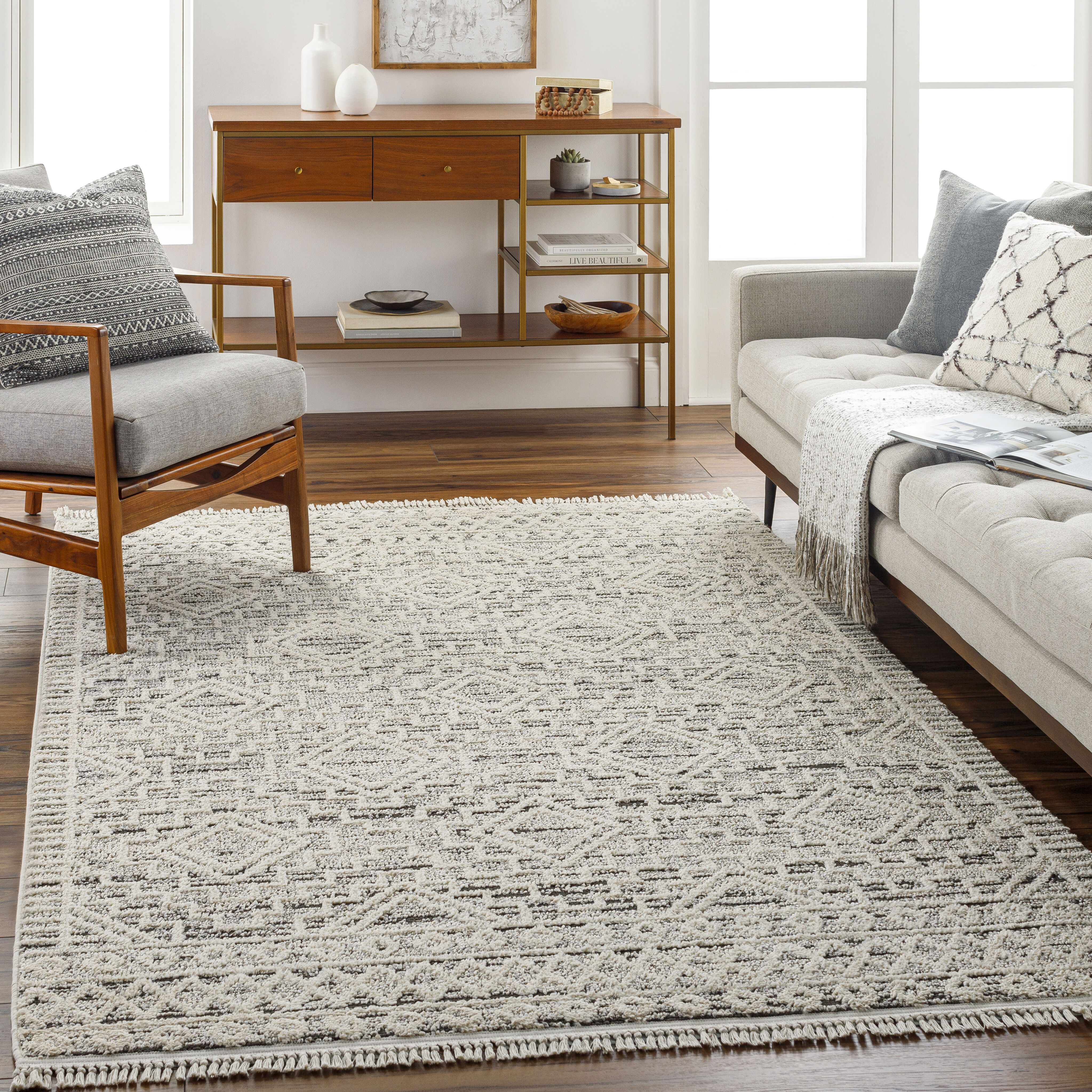 Berlin 84 X 62 inch Light Grey Rug, Rectangle