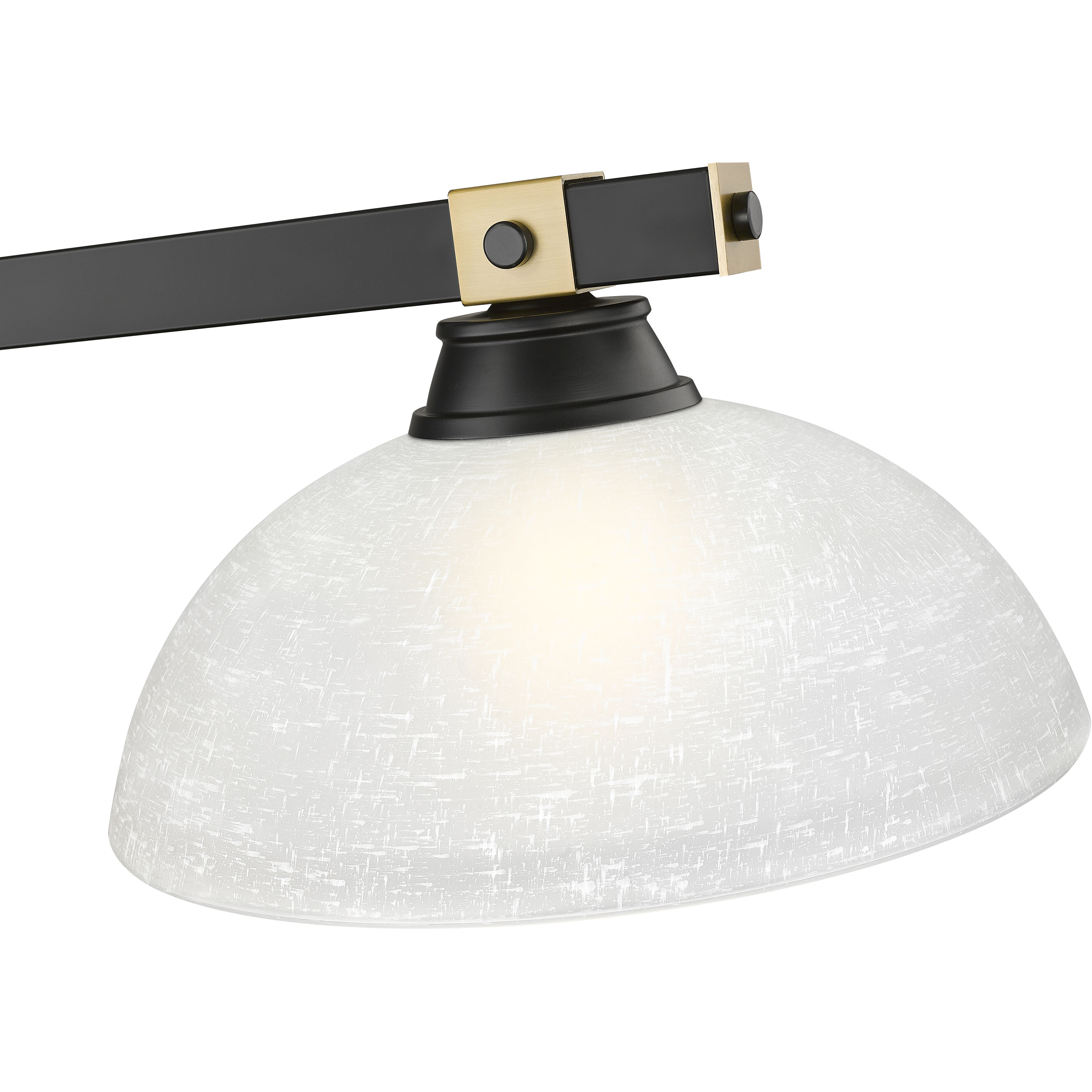 Bronte 3 Light 52.25 inch Matte Black and Rubbed Brass Billiard Light Ceiling Light in White Linen Glass