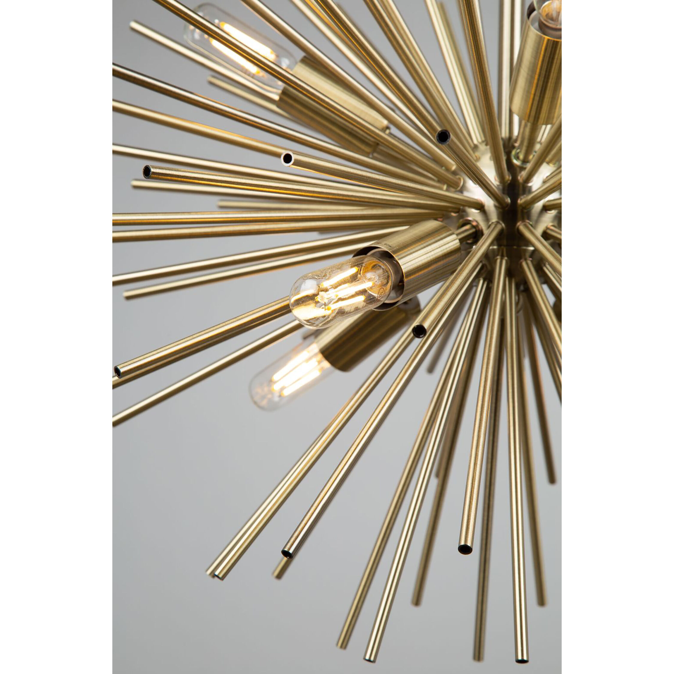Sunburst LED 19 inch Satin Brass Chandelier Ceiling Light