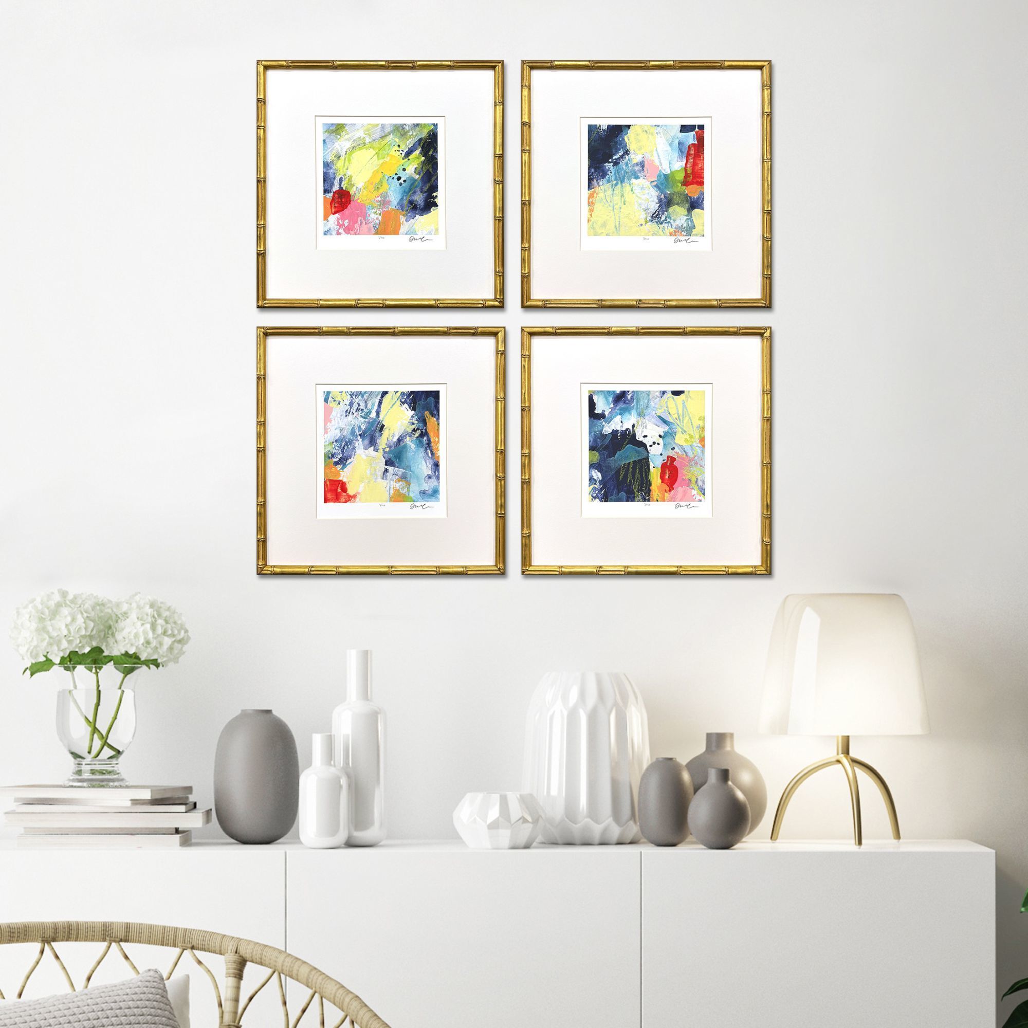 Unfettered Blue and Green and Multi and Red Framed Art