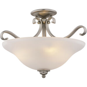 Monrovia LED 17 inch Brushed Nickel Semi-Flush Mount Ceiling Light