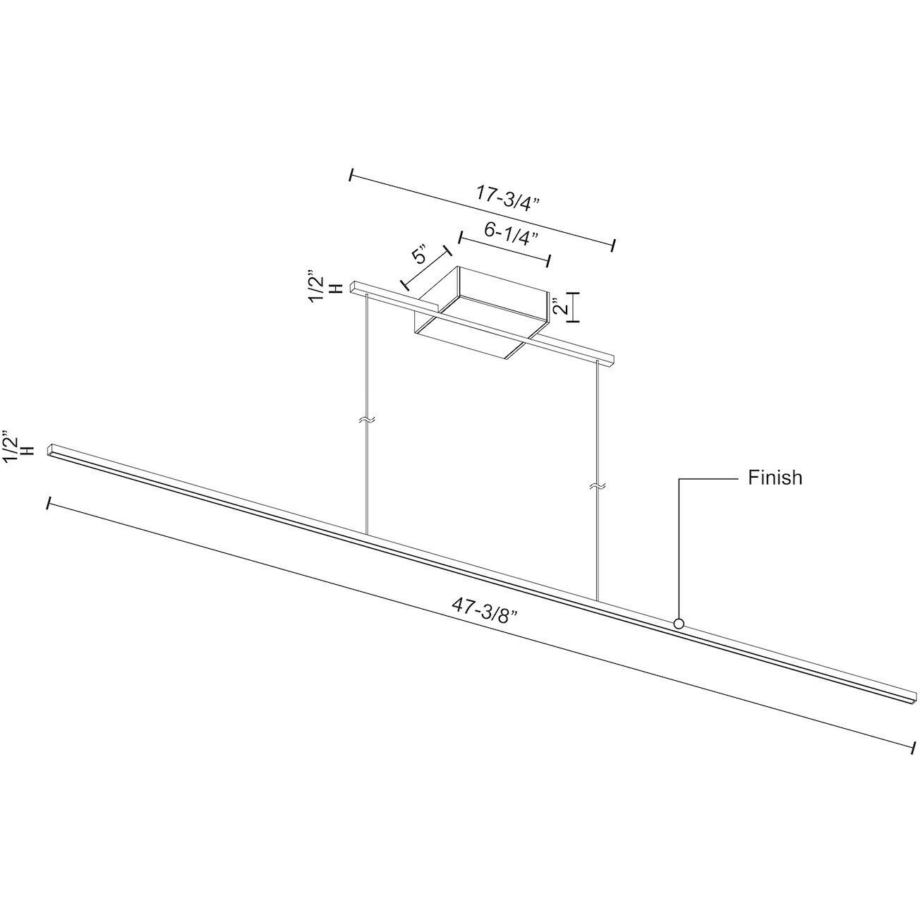 Vega Minor 47.38 inch Brushed Gold Linear Pendant Ceiling Light