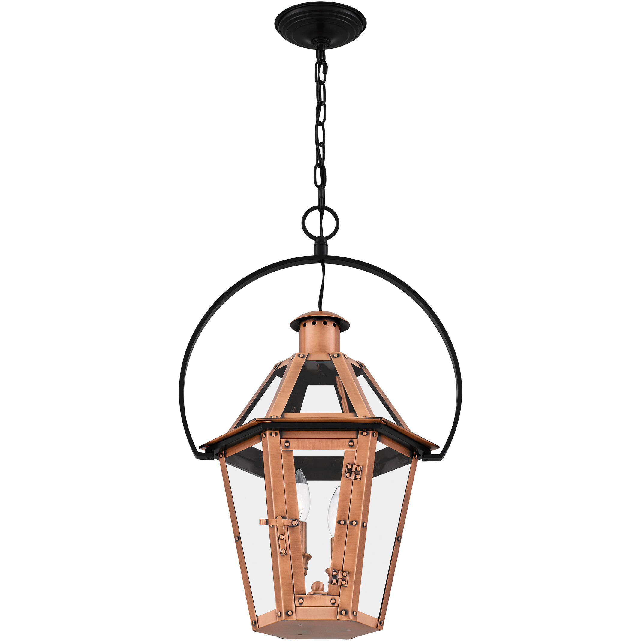 Burdett 2 Light 16 inch Aged Copper Outdoor Hanging Lantern