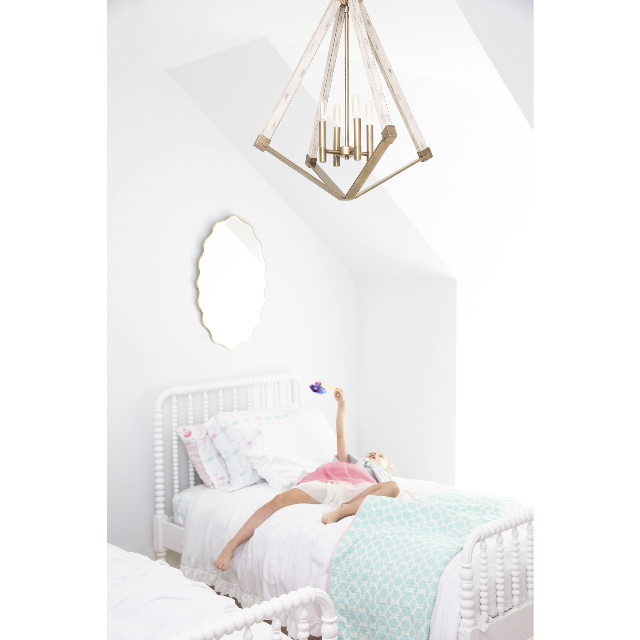 Viewpoint 4 Light 24 inch Weathered Brass Foyer Chandelier Ceiling Light