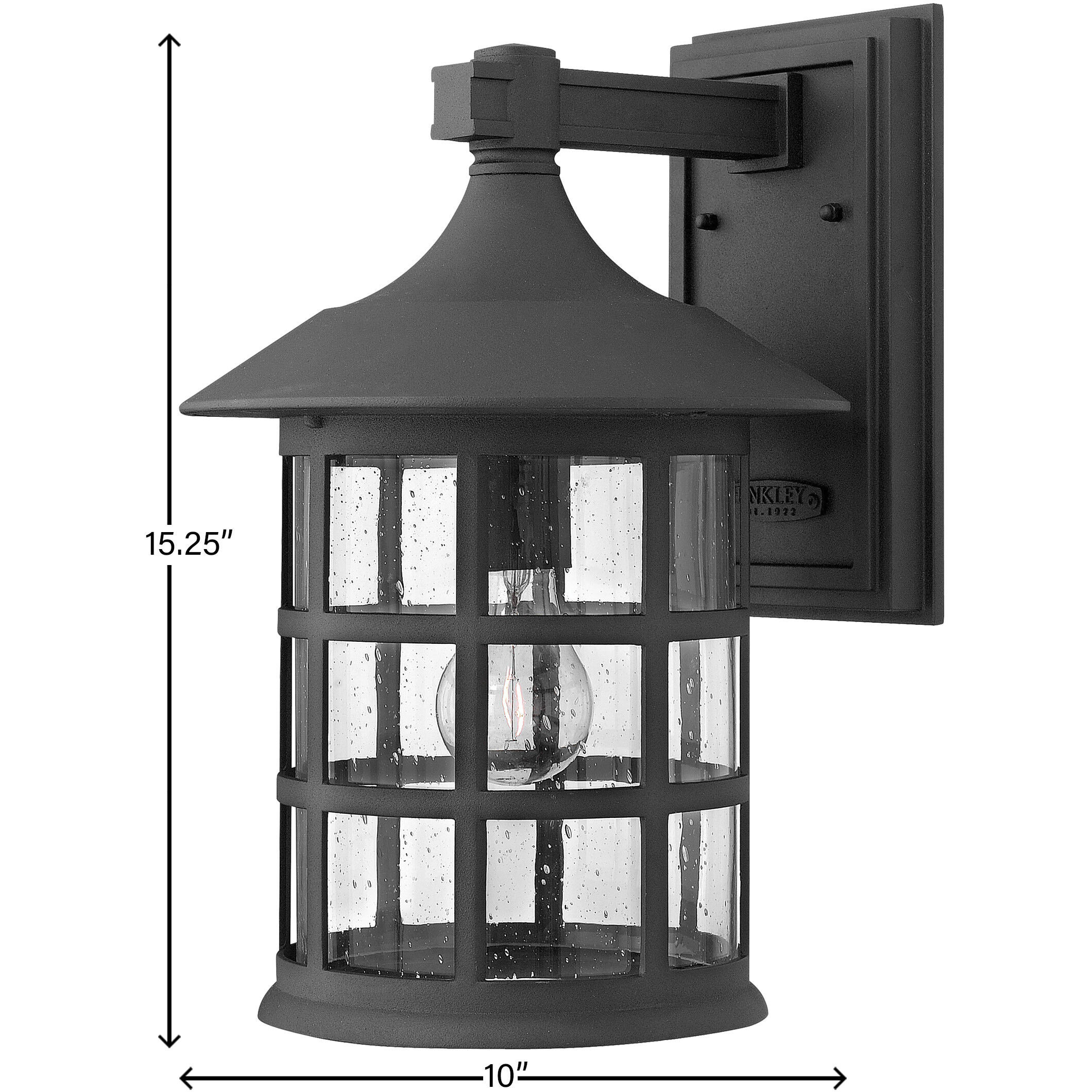 Freeport Outdoor Wall Mount Lantern in Black, Large