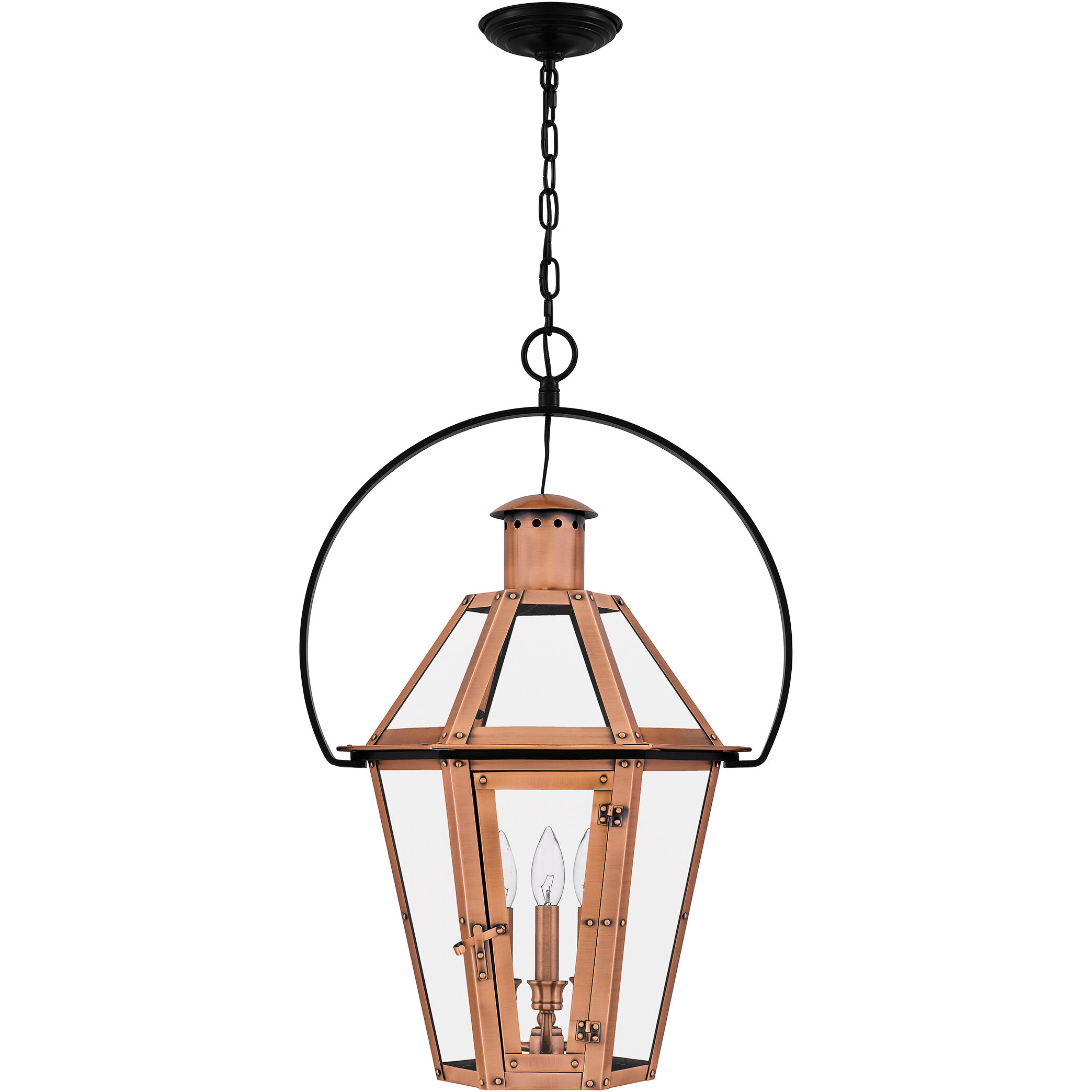 Burdett 3 Light 18 inch Aged Copper Outdoor Hanging Lantern