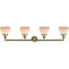 Franklin Restoration Fulton 4 Light 43 inch Antique Brass Bath Vanity Light Wall Light in Incandescent, Matte White Glass, Franklin Restoration
