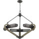 Baden 6 Light 5 inch Wood and Iron Chandelier Ceiling Light