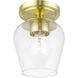 Willow 1 Light 6 inch Satin Brass Flush Mount Ceiling Light