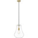 Fairfield LED 11.75 inch Brushed Brass Mini Pendant Ceiling Light in Clear Glass