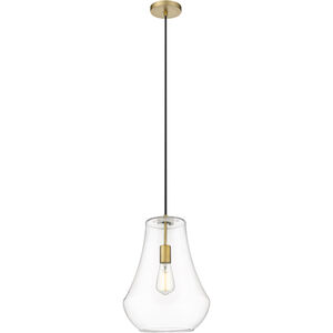 Fairfield LED 12 inch Brushed Brass Mini Pendant Ceiling Light in Clear Glass