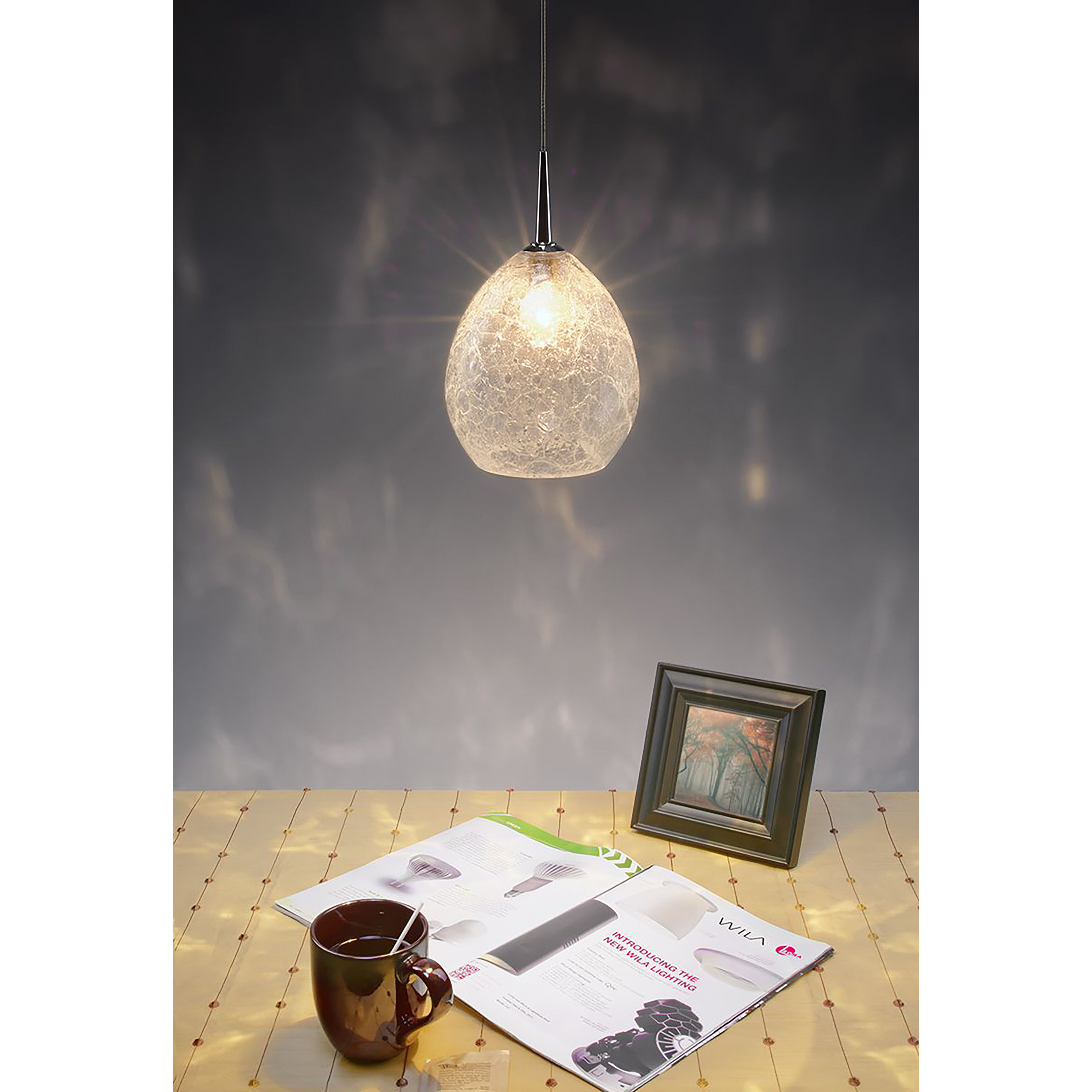 Vibe 1 Light 5.5 inch Matte Chrome Pendant Ceiling Light in Glacier Glass