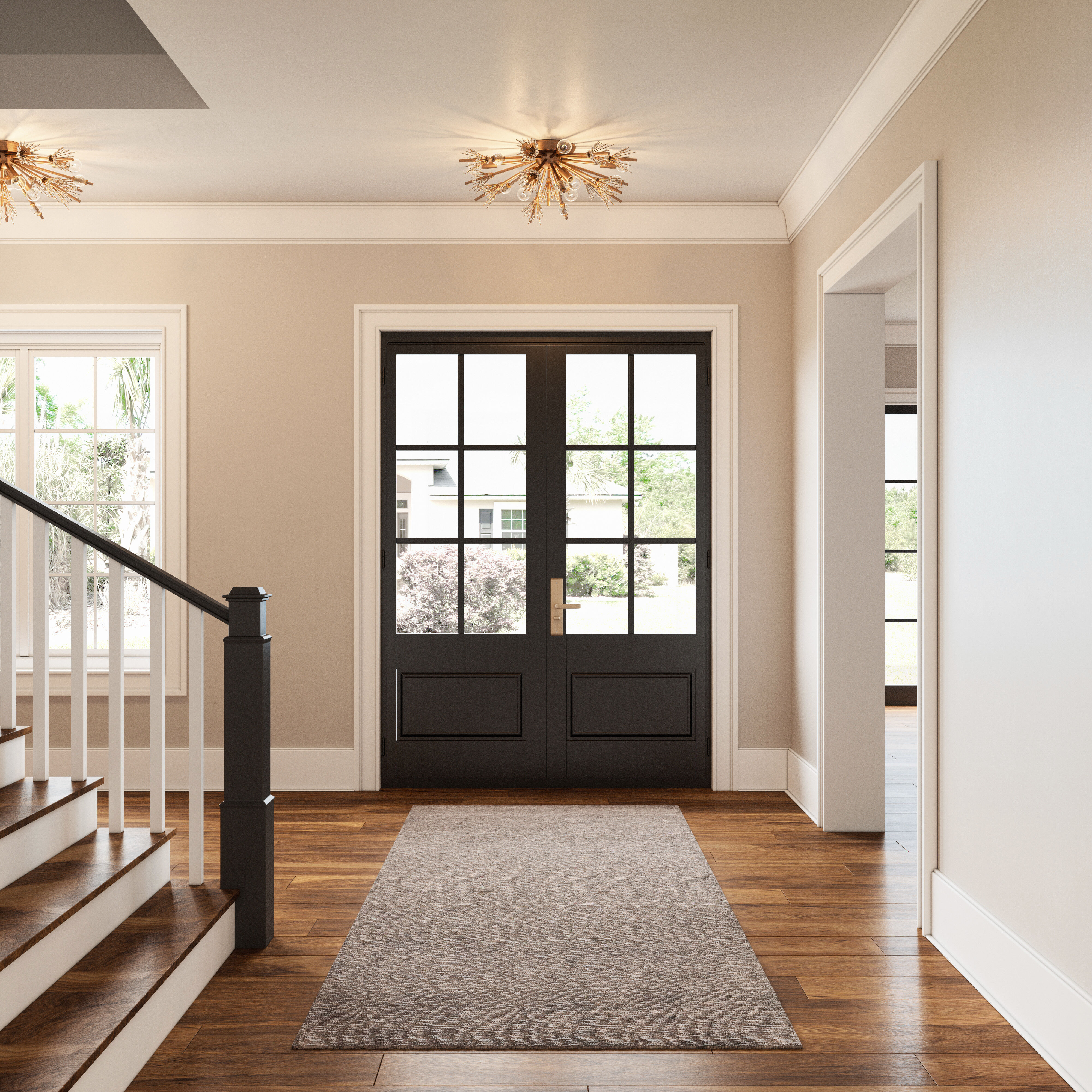 Starburst 8 Light 26 inch Satin Brass Semi Flush Mount Ceiling Light