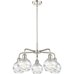 Athens Deco Swirl 5 Light 23.88 inch Polished Nickel and Clear Deco Swirl Chandelier Ceiling Light