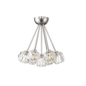 Parisian 7 Light 15 inch Polished Nickel with Crystal Flush Mount Ceiling Light