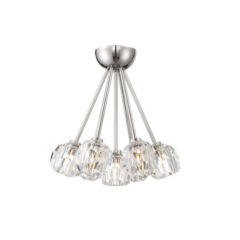 Parisian 7 Light 15 inch Polished Nickel with Crystal Flush Mount Ceiling Light