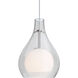 Elle 1 Light Satin Nickel Pendant Ceiling Light in Clear Glass