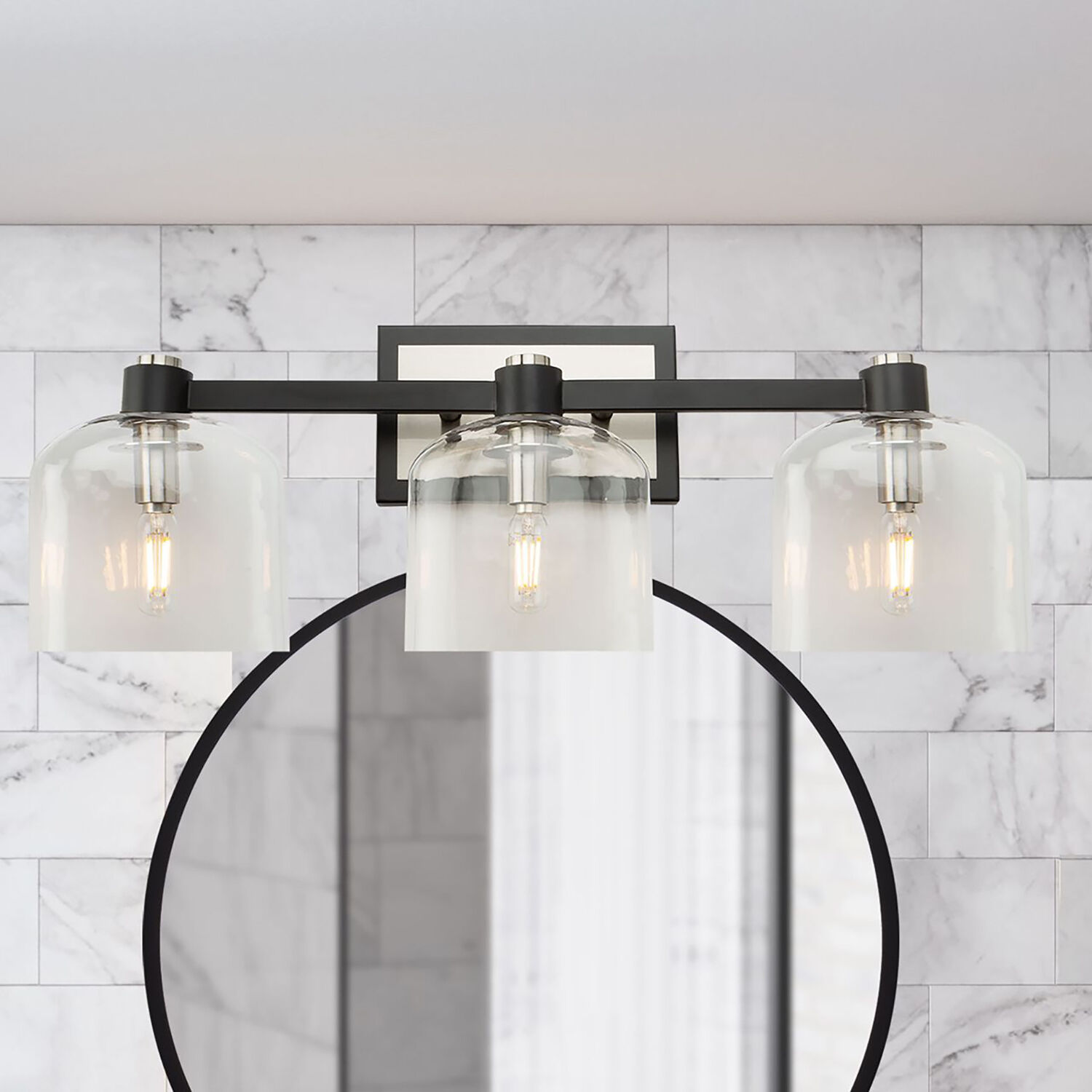 Lyndon 3 Light 24.01 inch Black and Brushed Nickel Vanity Light Wall Light