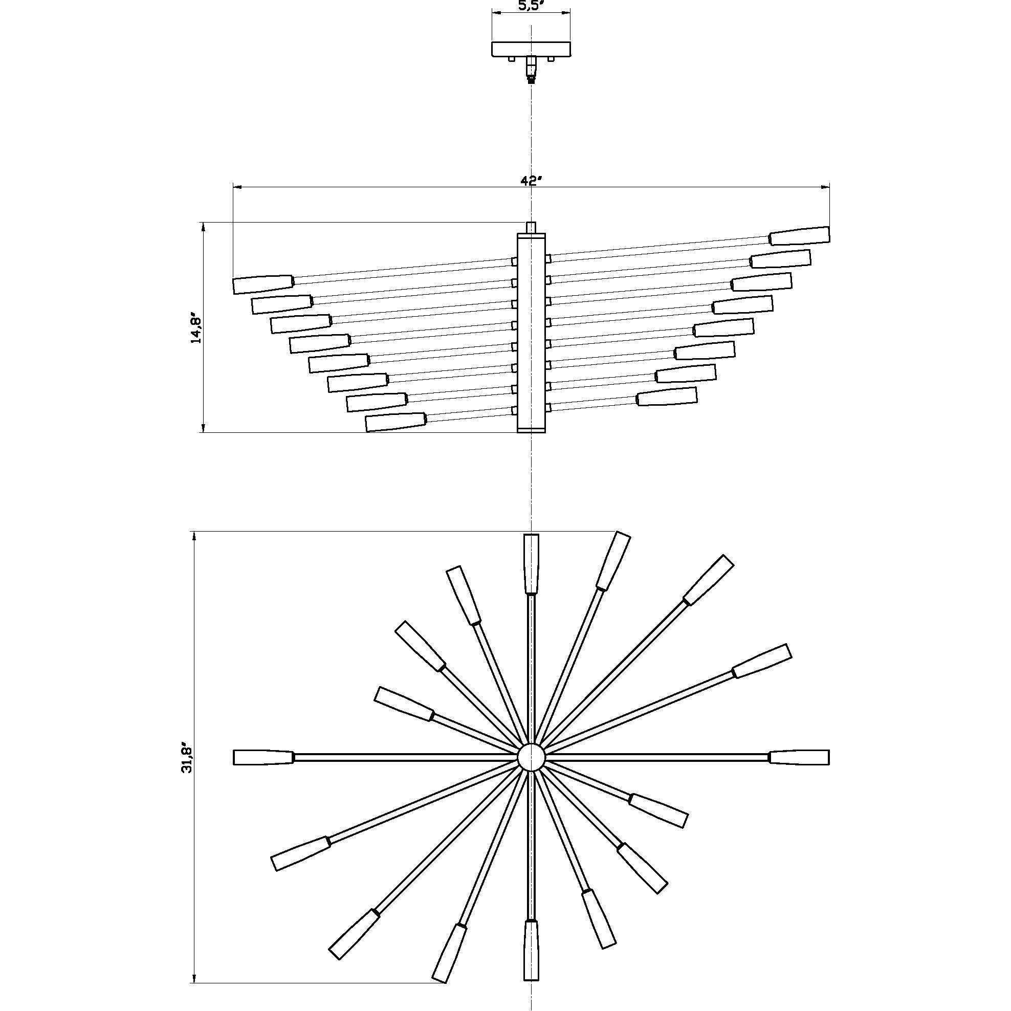 Ascension 16 Light 32 inch Matte Black Chandelier Ceiling Light